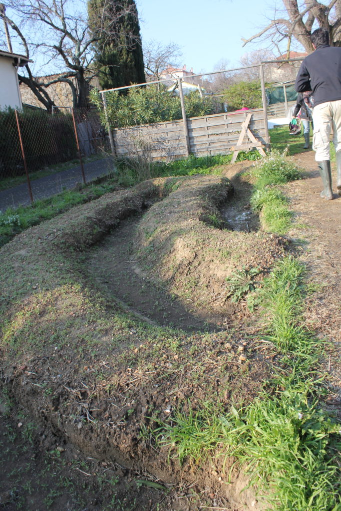 des courbes de niveau dans un jardin partagé