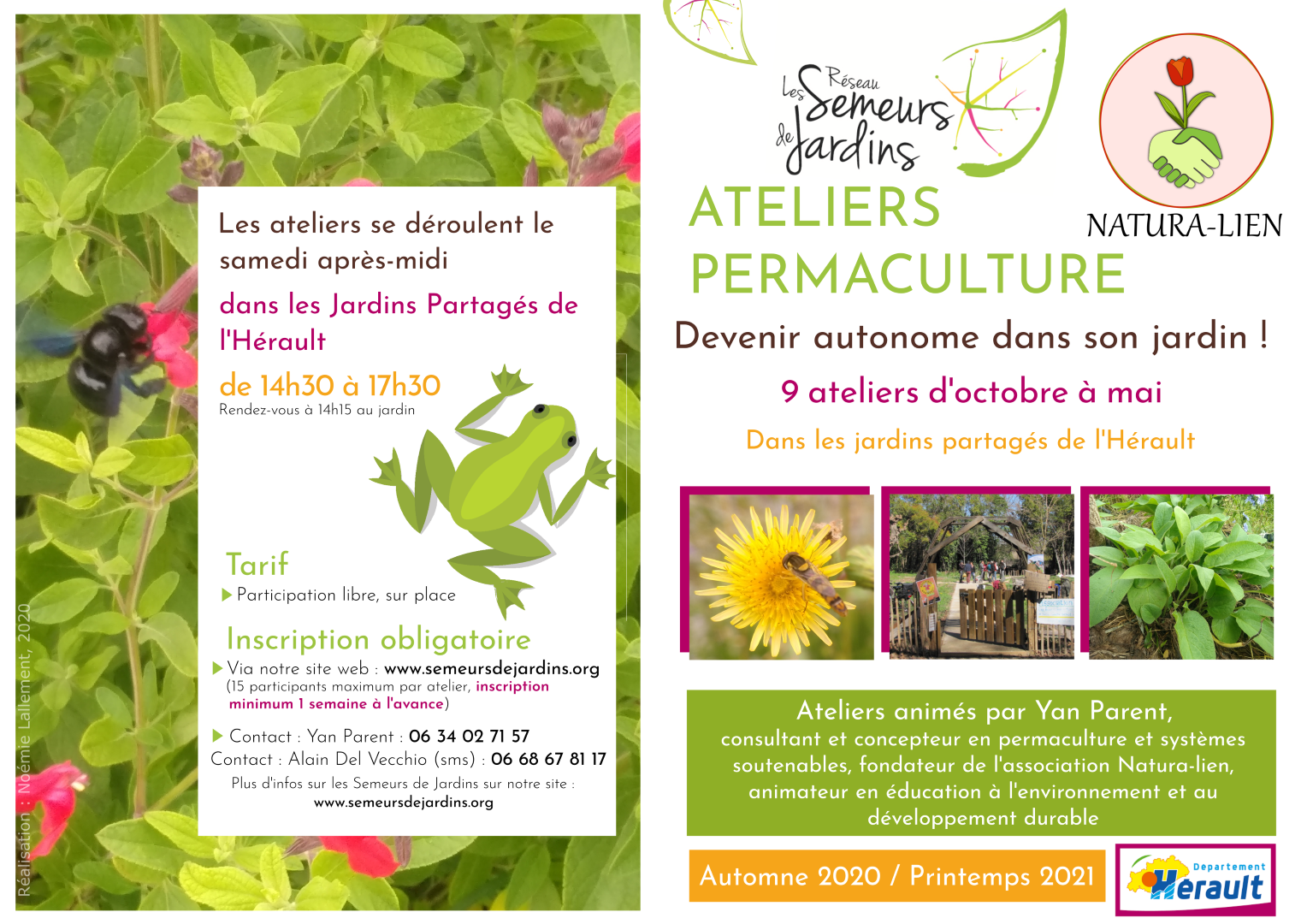 affiche des ateliers permaculture en hérault avec semeurs de jardin